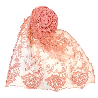 Designer half net hijab - Pink